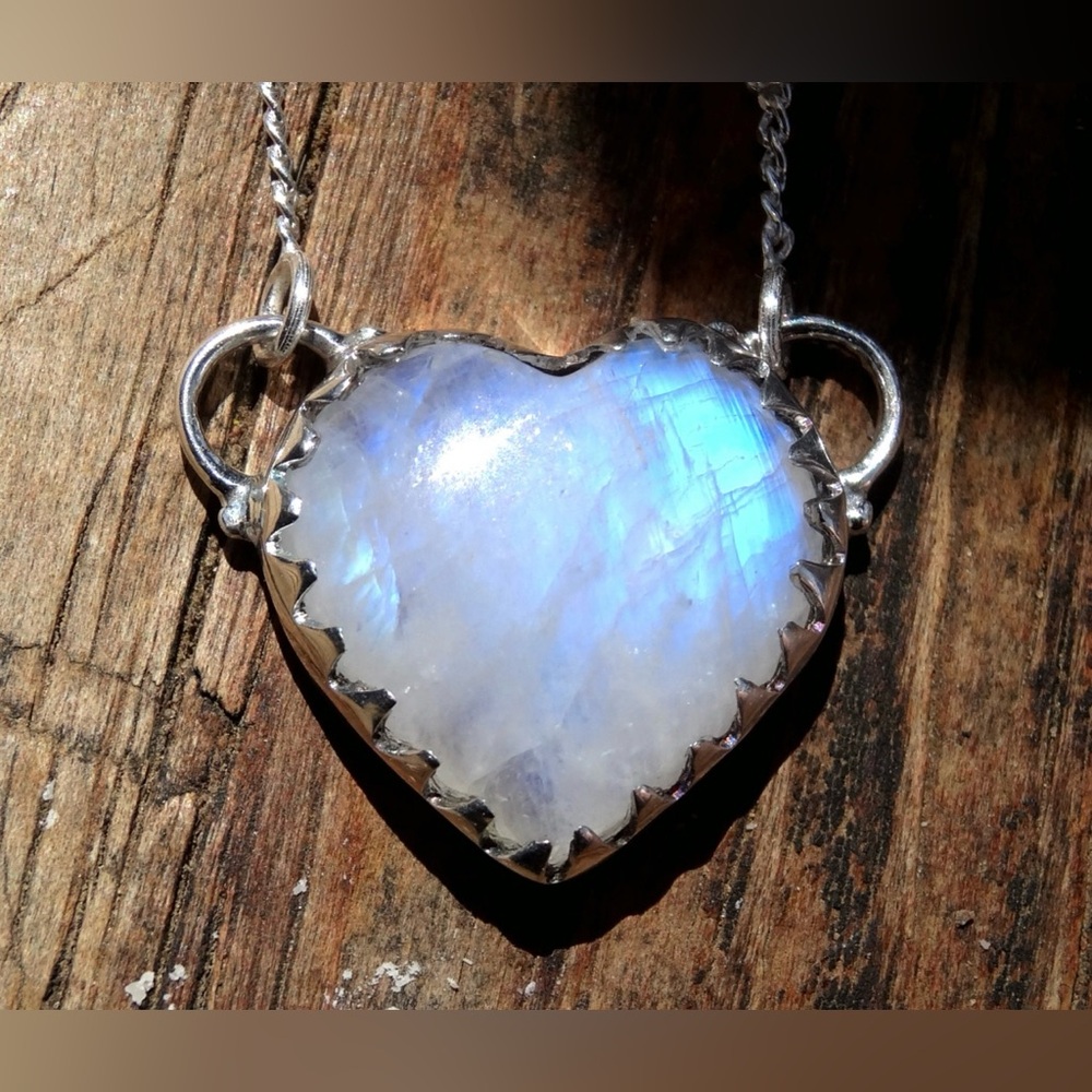 Silver Heart Moonstone Necklace